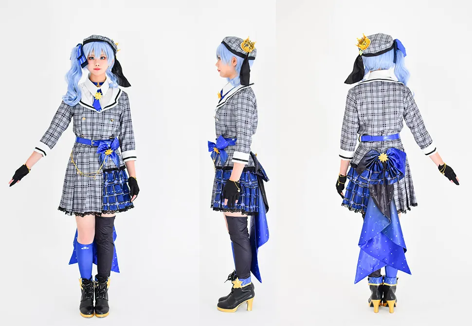 星街すいせい通常衣装　サイズS コスプレ衣装 セット 青とグレー チェック柄 Amazon.co.jp: [mvivm] 【スイカ コス 】 すいちゃん 星街すい