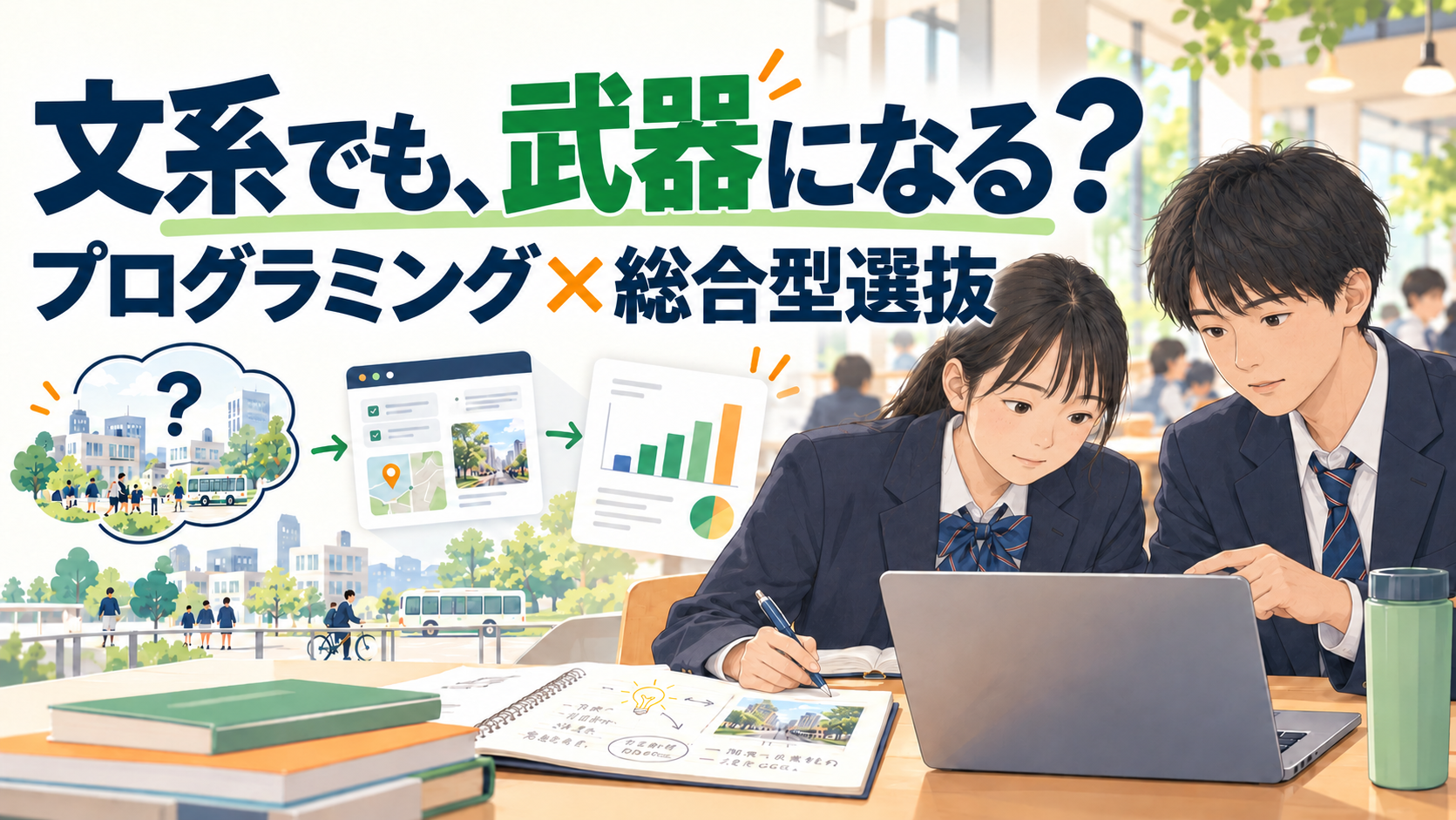 文系でもプログラミングを総合型選抜に活かせる？探究・作品の具体例