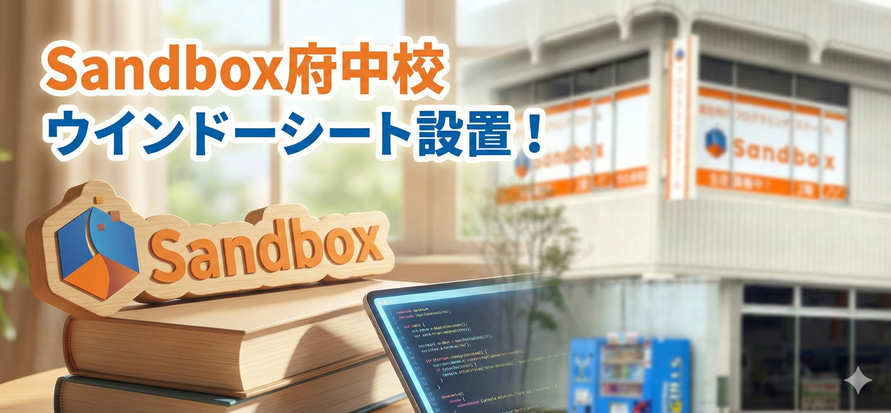 【Sandbox府中校】ついに窓面にウインドーシートを設置しました！