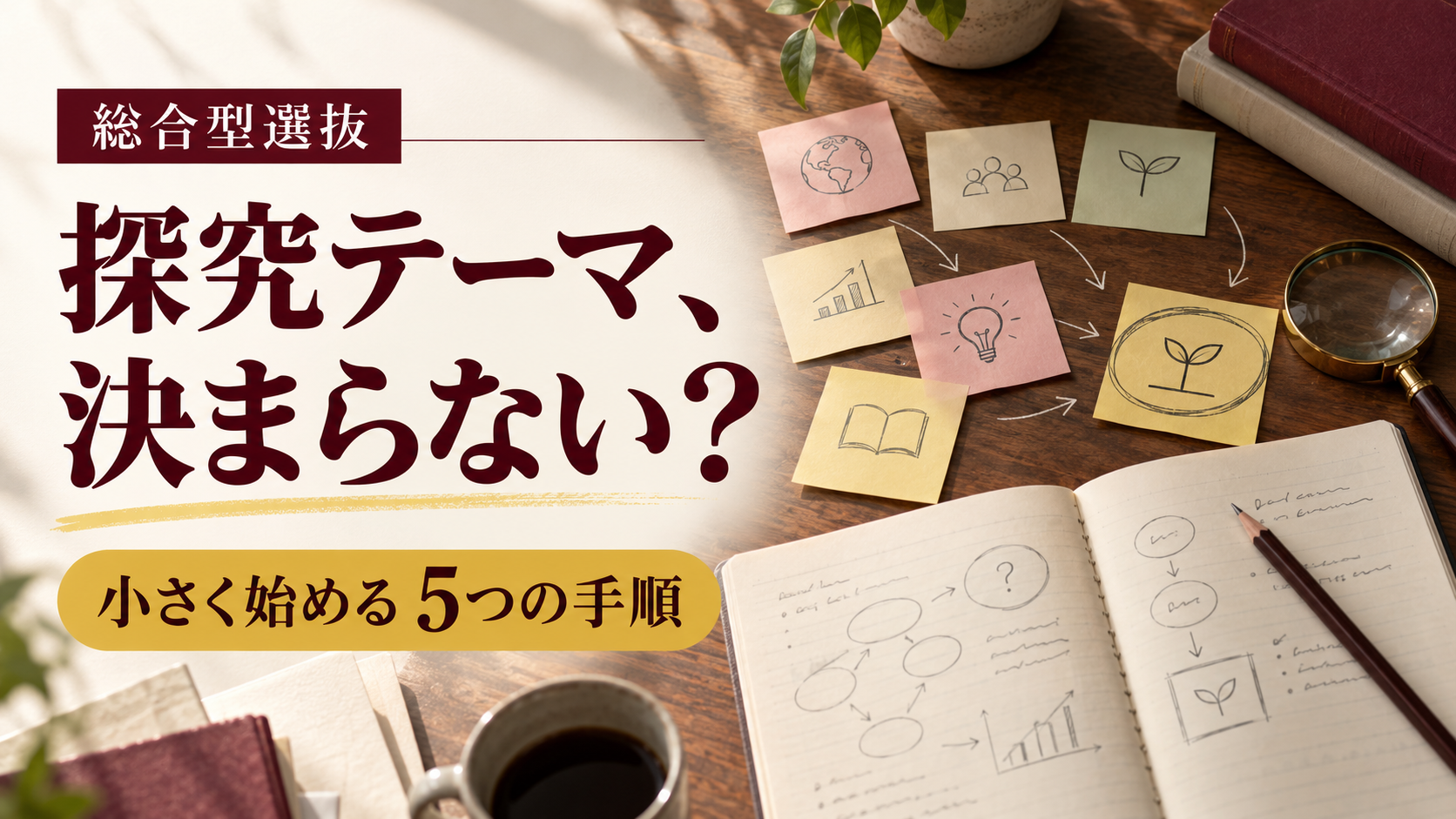 総合型選抜の探究テーマの決め方｜5つの手順と文系・理系の具体例