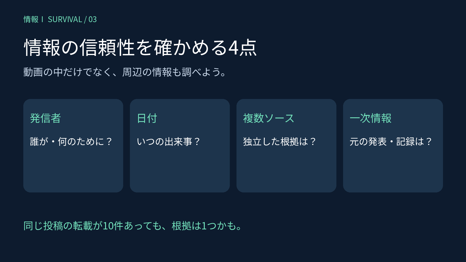 発信者、日付、複数ソース、一次情報という4つの確認観点