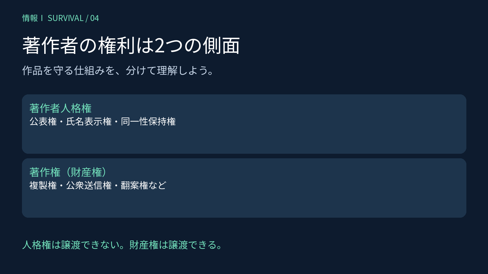 著作者人格権と財産権としての著作権の違い
