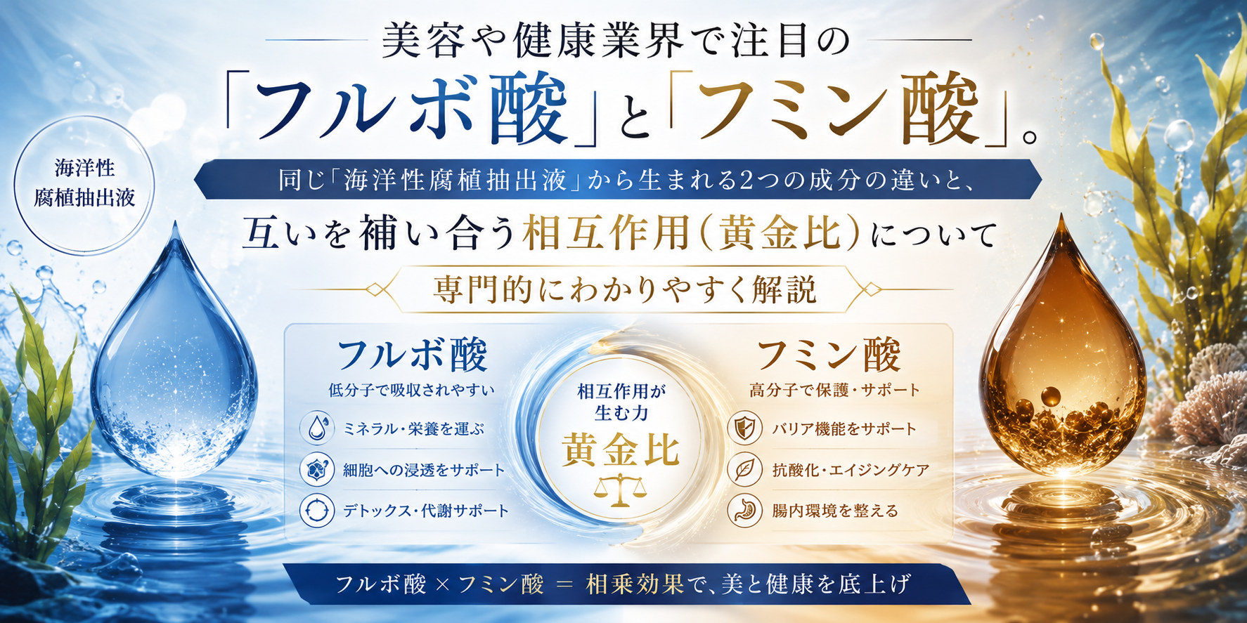 【図解】フルボ酸とフミン酸の違いとは？海洋性腐植（フムス）が素肌を整える仕組みを徹底解説