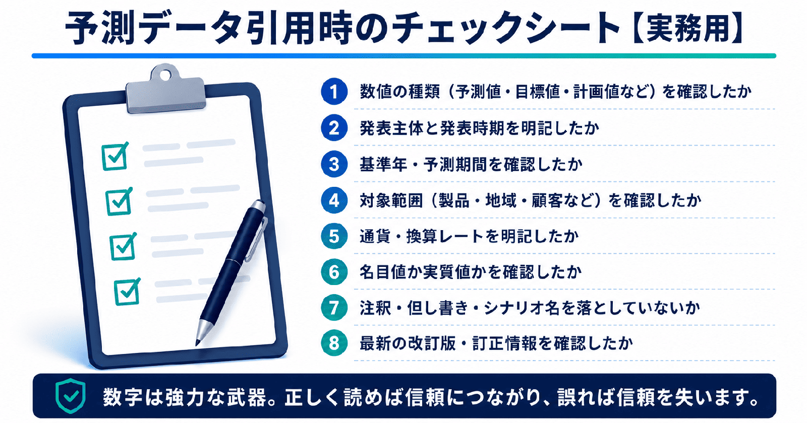 予測データを引用する前に確認する8項目のチェックシート