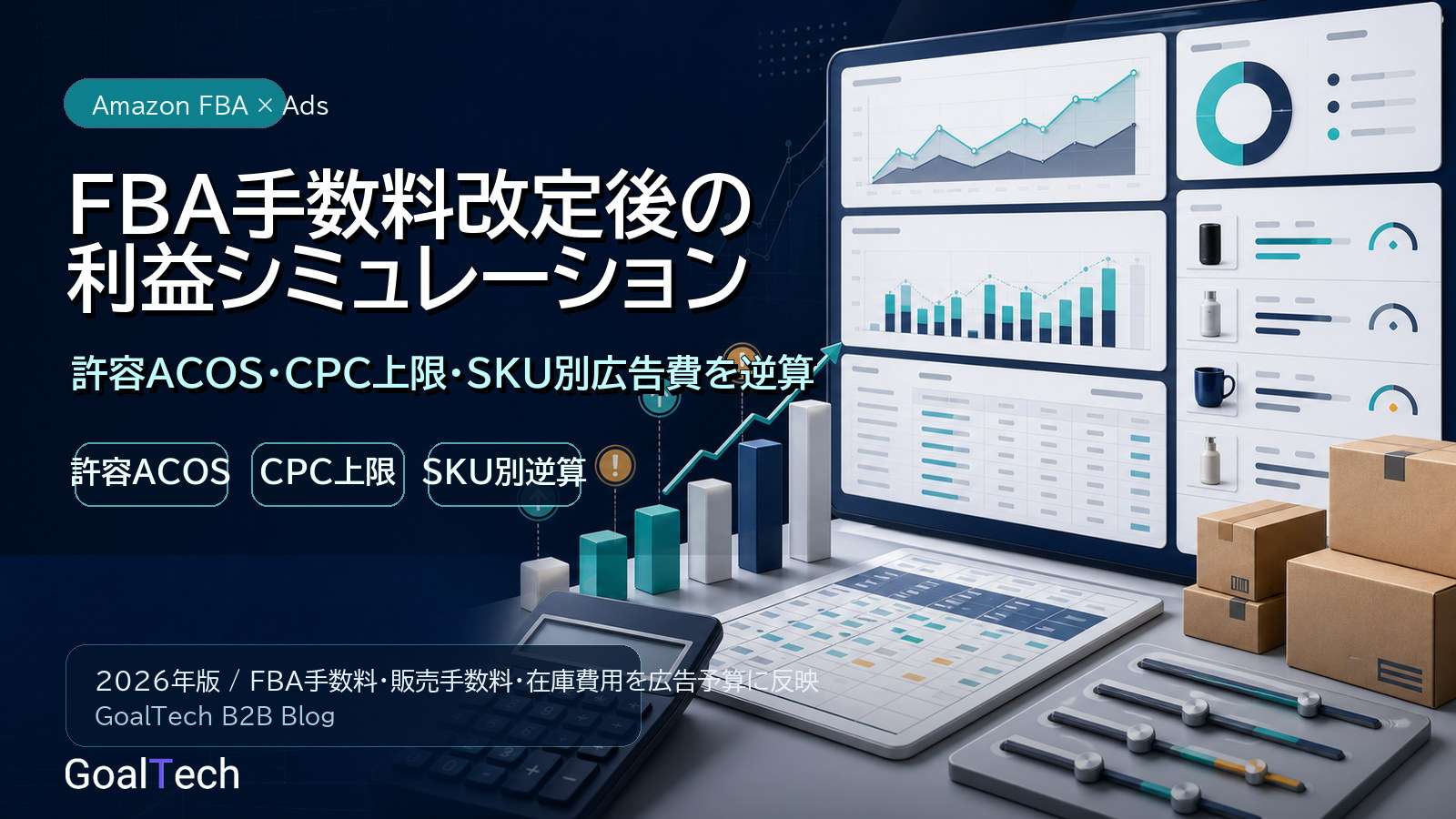 FBA手数料改定後の利益シミュレーション：許容ACOS・CPC上限・広告費をSKU別に逆算する【2026年版】