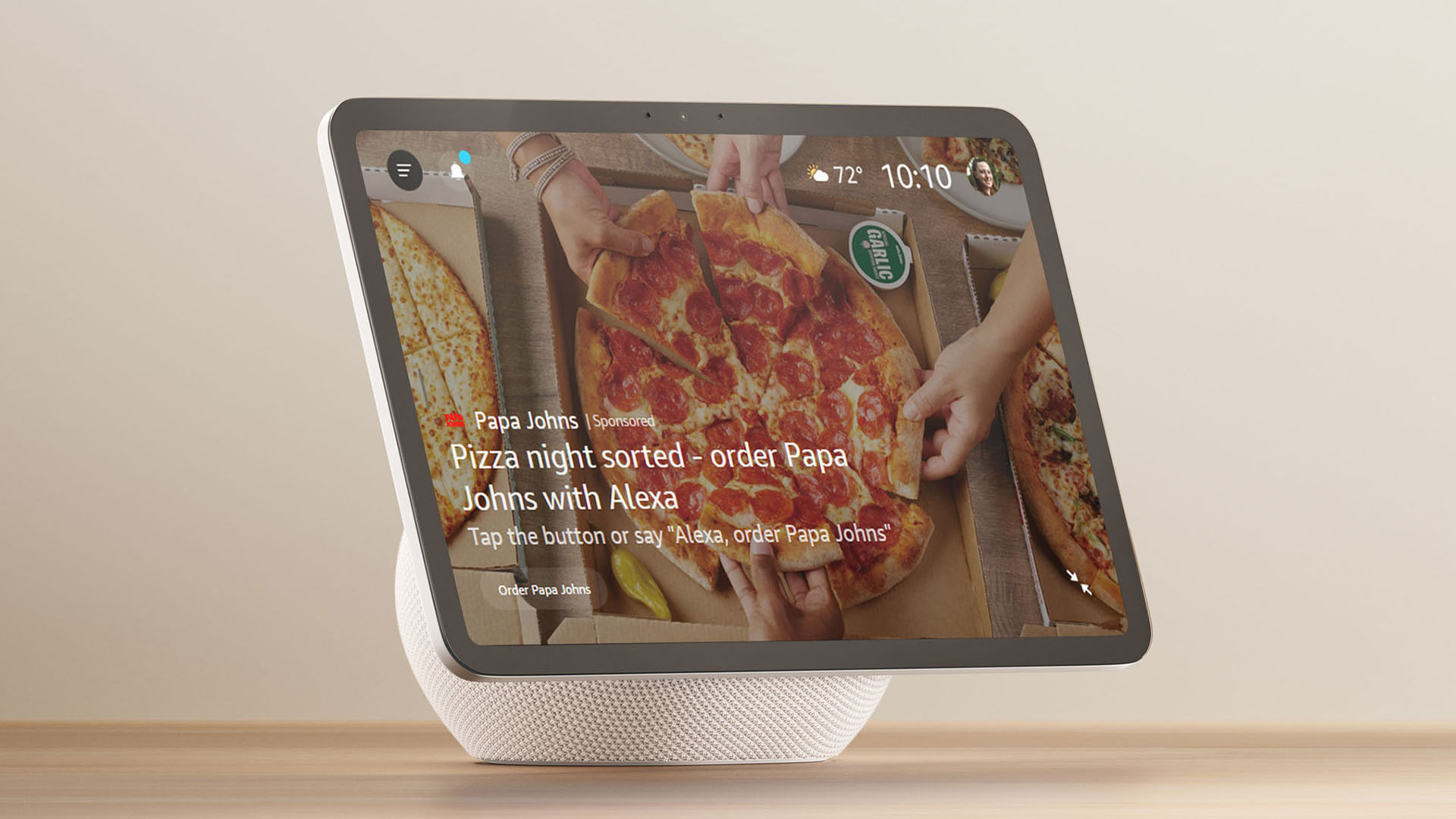 Alexa+エージェント型広告でPapa Johnsの注文を進める公式発表内のビジュアル