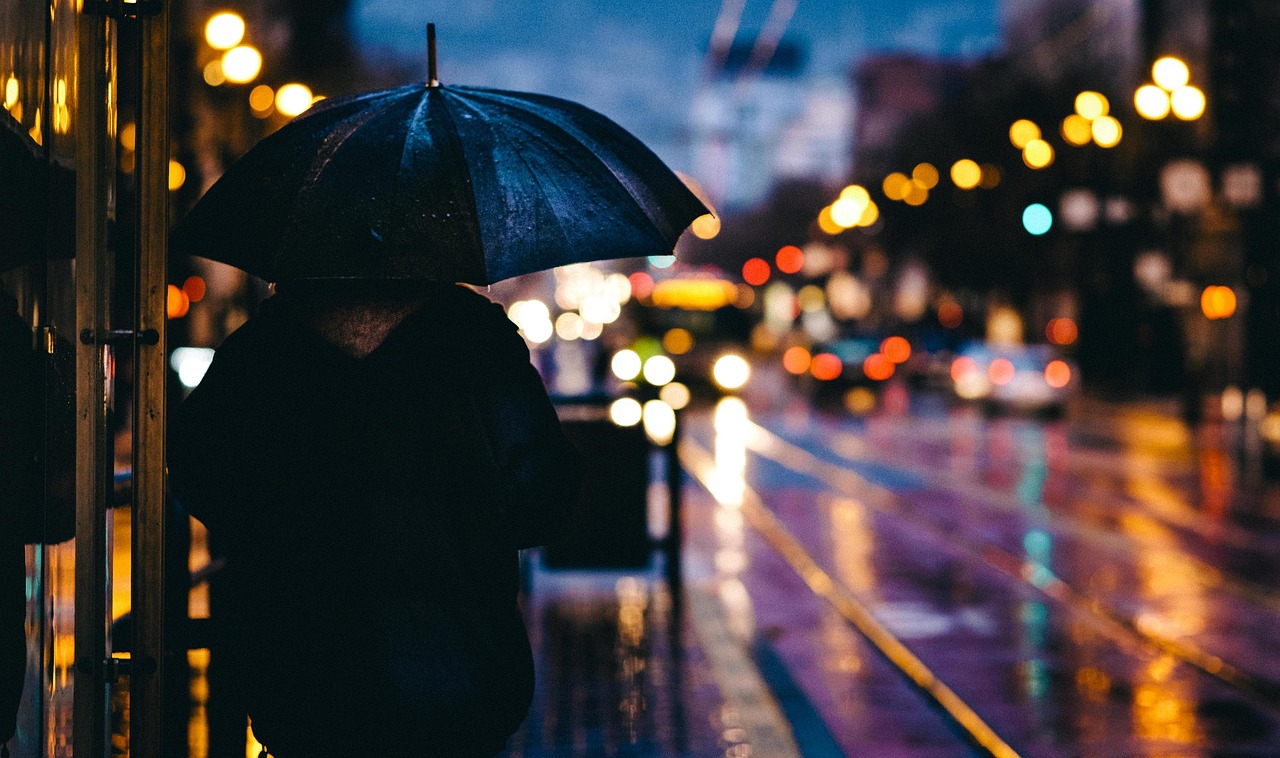 雨の街中の様子