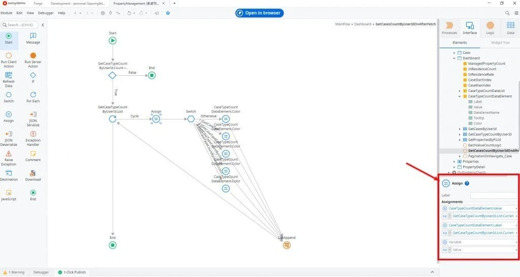 Aggregateでデータを取得し、DataPoint型要素のリストを作成するクライアントアクションです。