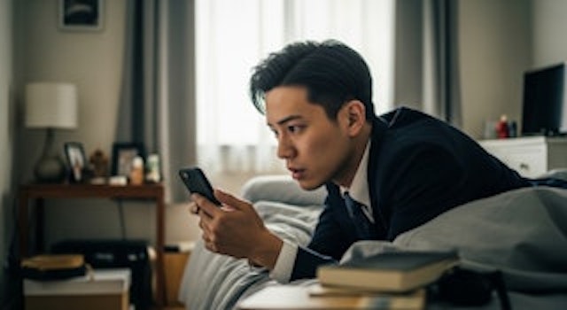 退職代行の合法性を調べる男性