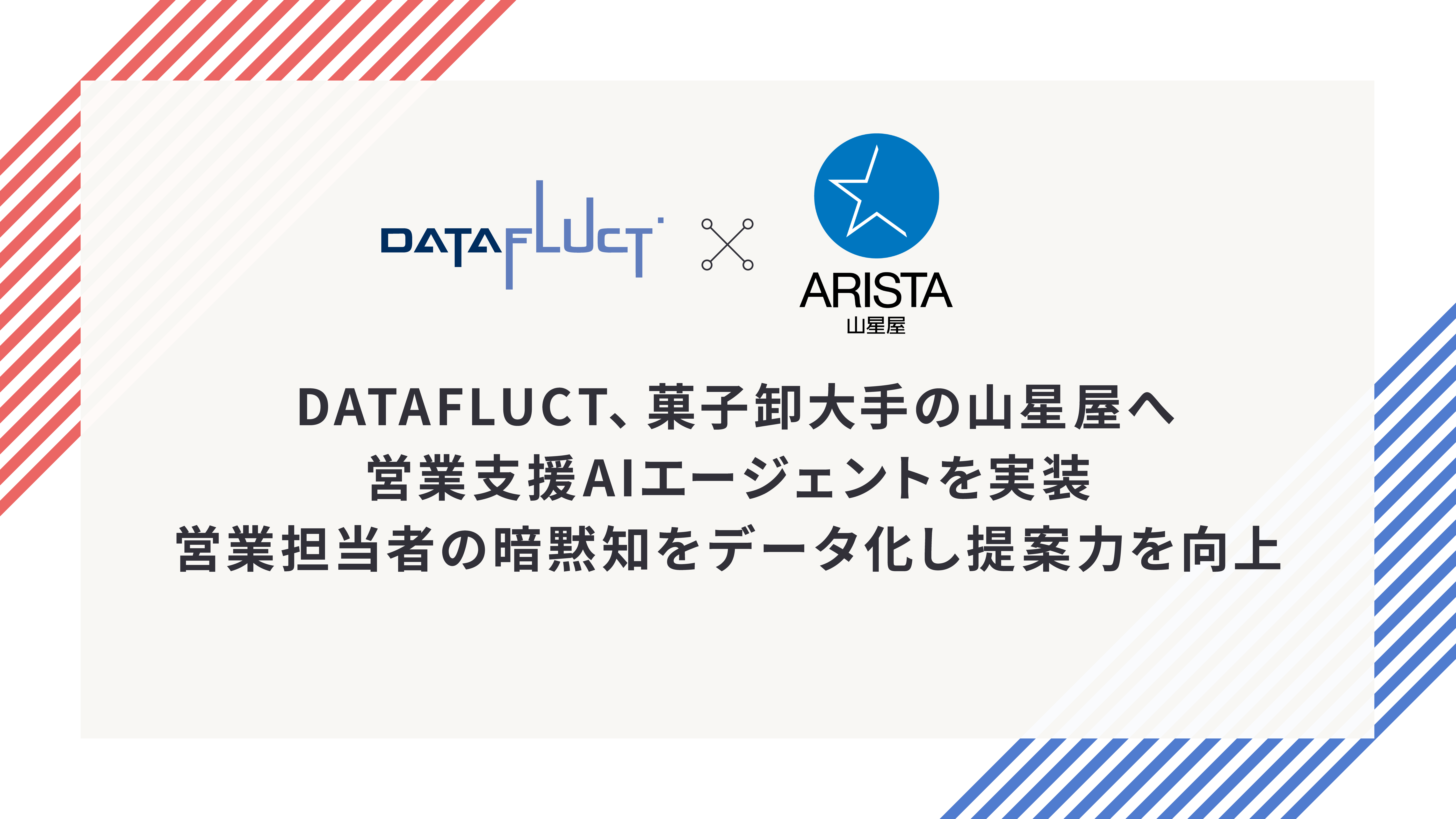 DATAFLUCT、菓子卸大手の山星屋へ営業支援AIエージェントを実装。営業担当者の暗黙知をデータ化し提案力を向上。