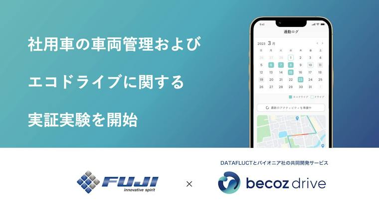 DATAFLUCTとパイオニアが共同開発するエコドライブ評価・価値化サービス「becoz drive」、F U J Iと社用車の車両管理およびエコドライブに関する実証実験を開始
