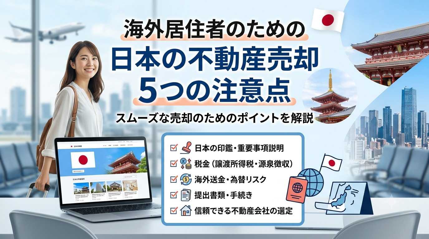 海外居住者が日本の不動産を売却する前に知っておきたい5つの注意点|スムーズな売却のためのポイントを解説