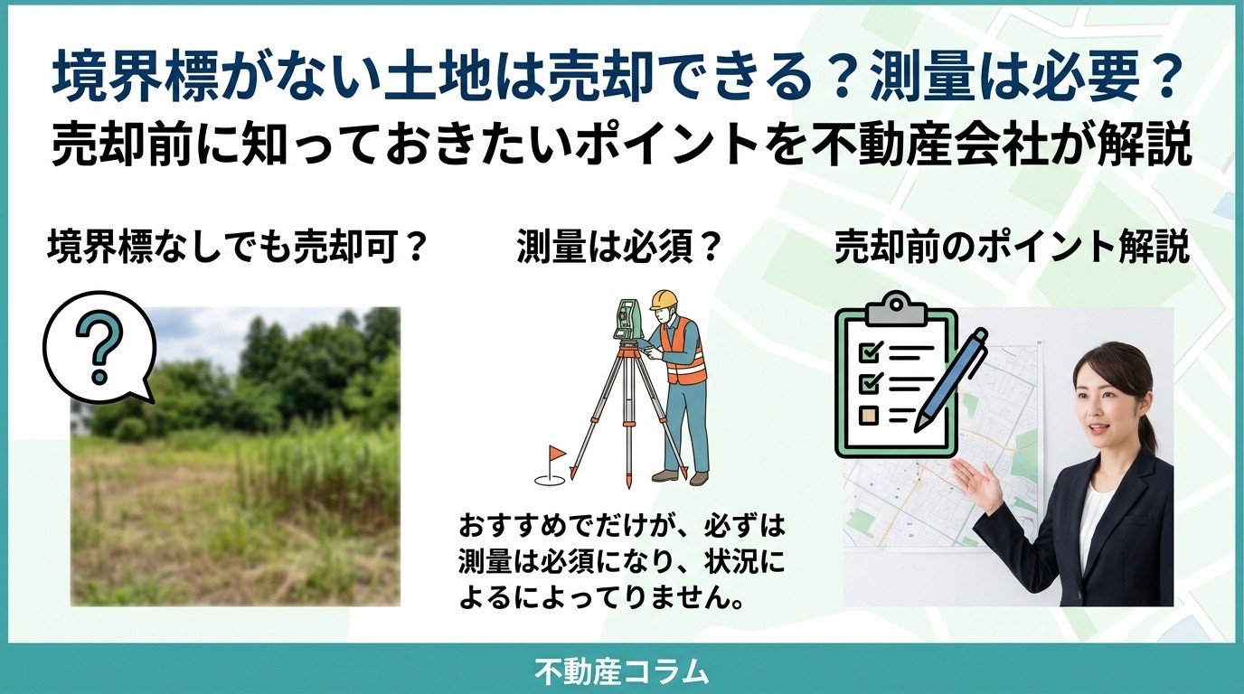 境界標がない土地は売却できる?測量は必要?売却前に知っておきたいポイントを不動産会社が解説