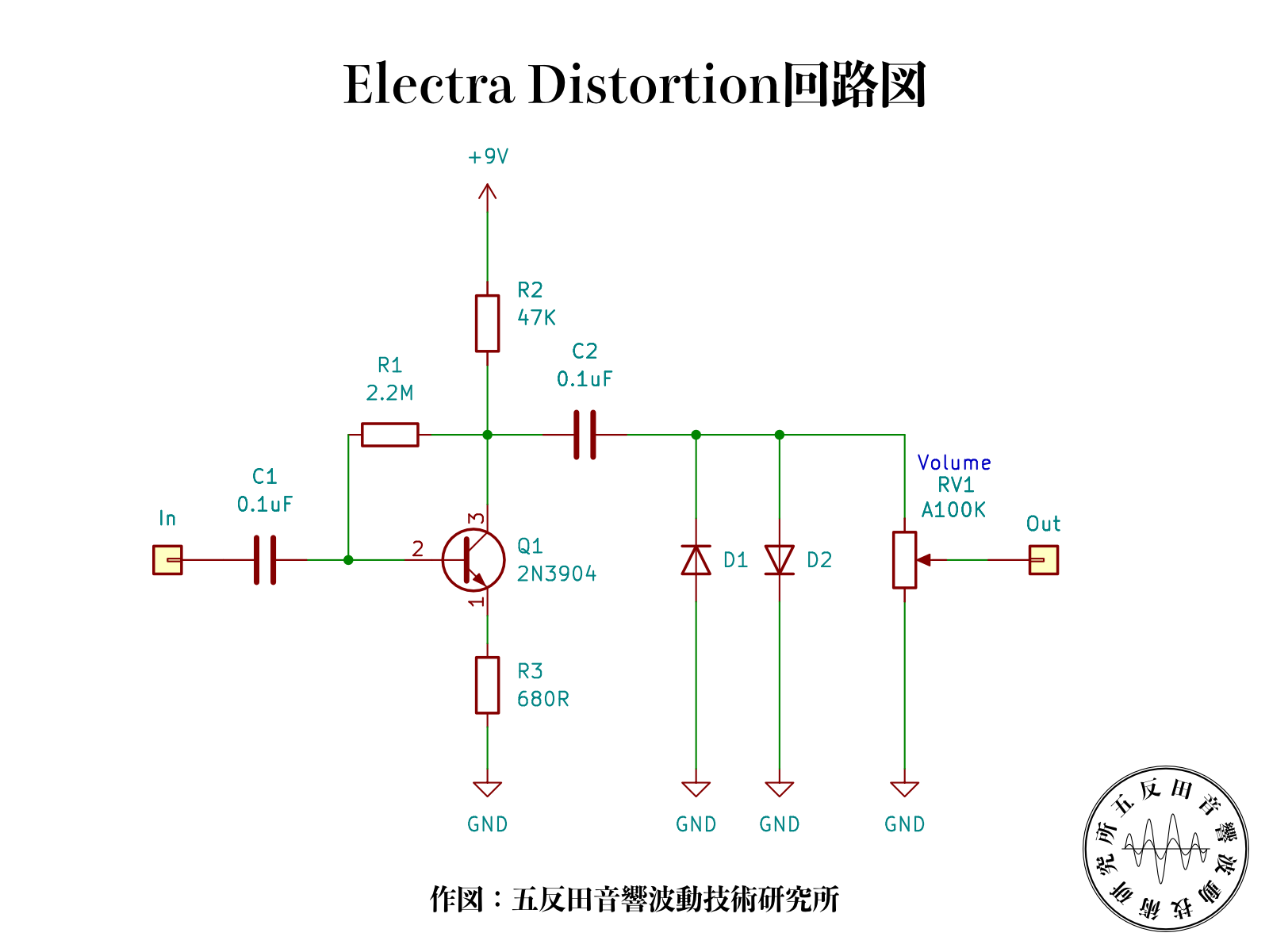 Electra Distortionの回路図。