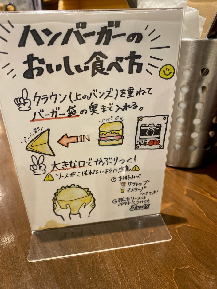 ハンバーガーのおいしい食べ方の説明の写真