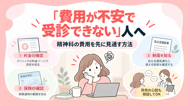 「費用が不安で受診できない」人へ|精神科の費用を先に見通す方法の記事のアイキャッチ