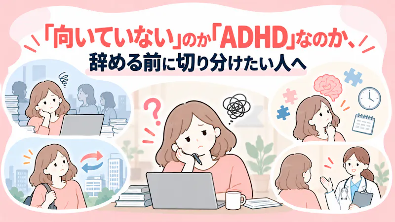 「向いていない」のか「ADHD」なのか、辞める前に切り分けたい人への記事のアイキャッチ