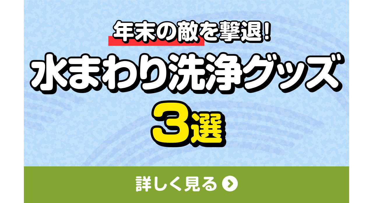 年末の敵を撃退！「水まわり洗浄グッズ3選」詳しく見る