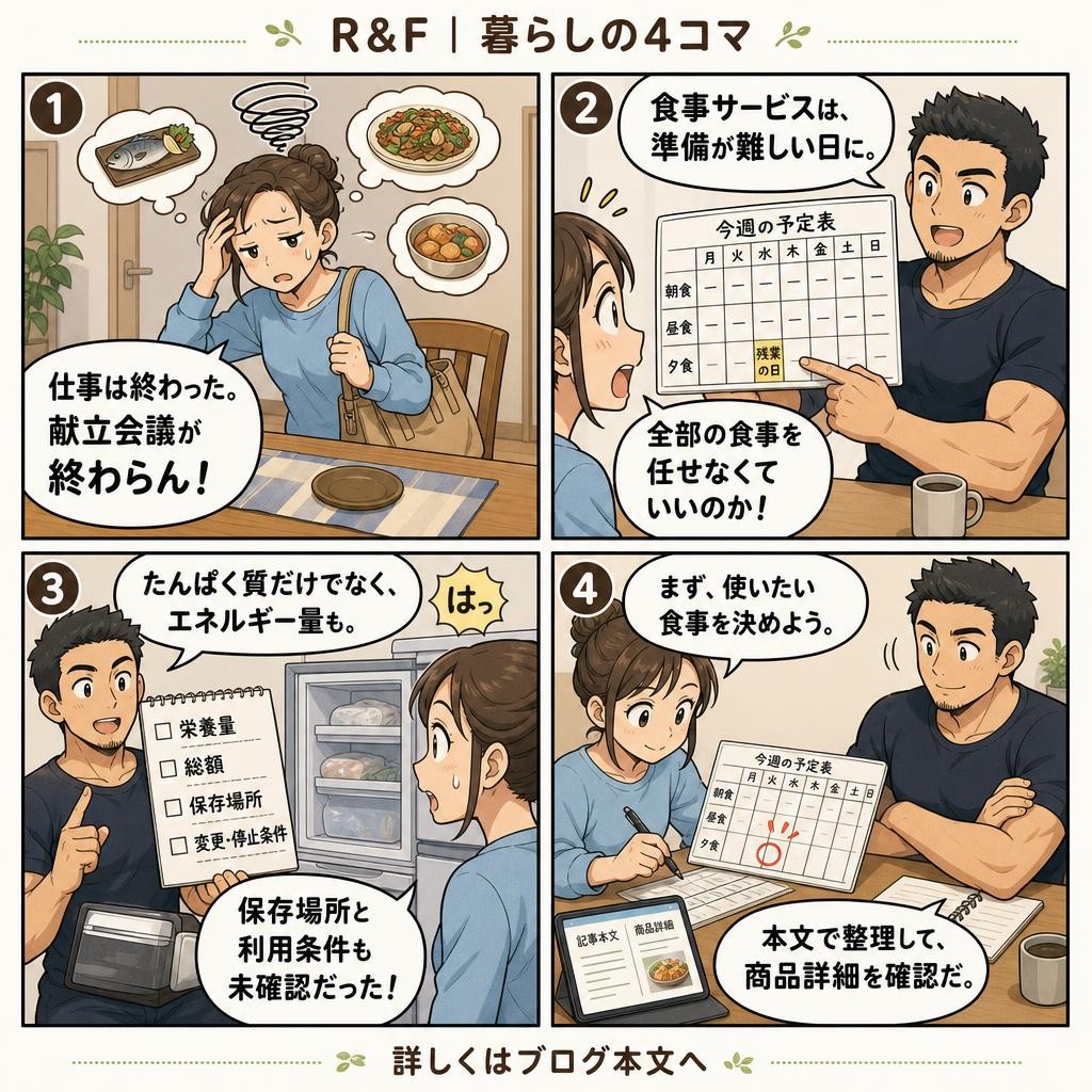 4コマで読む:Muscle Deliは忙しい日のどの食事に使う?献立の迷いを減らす続け方
