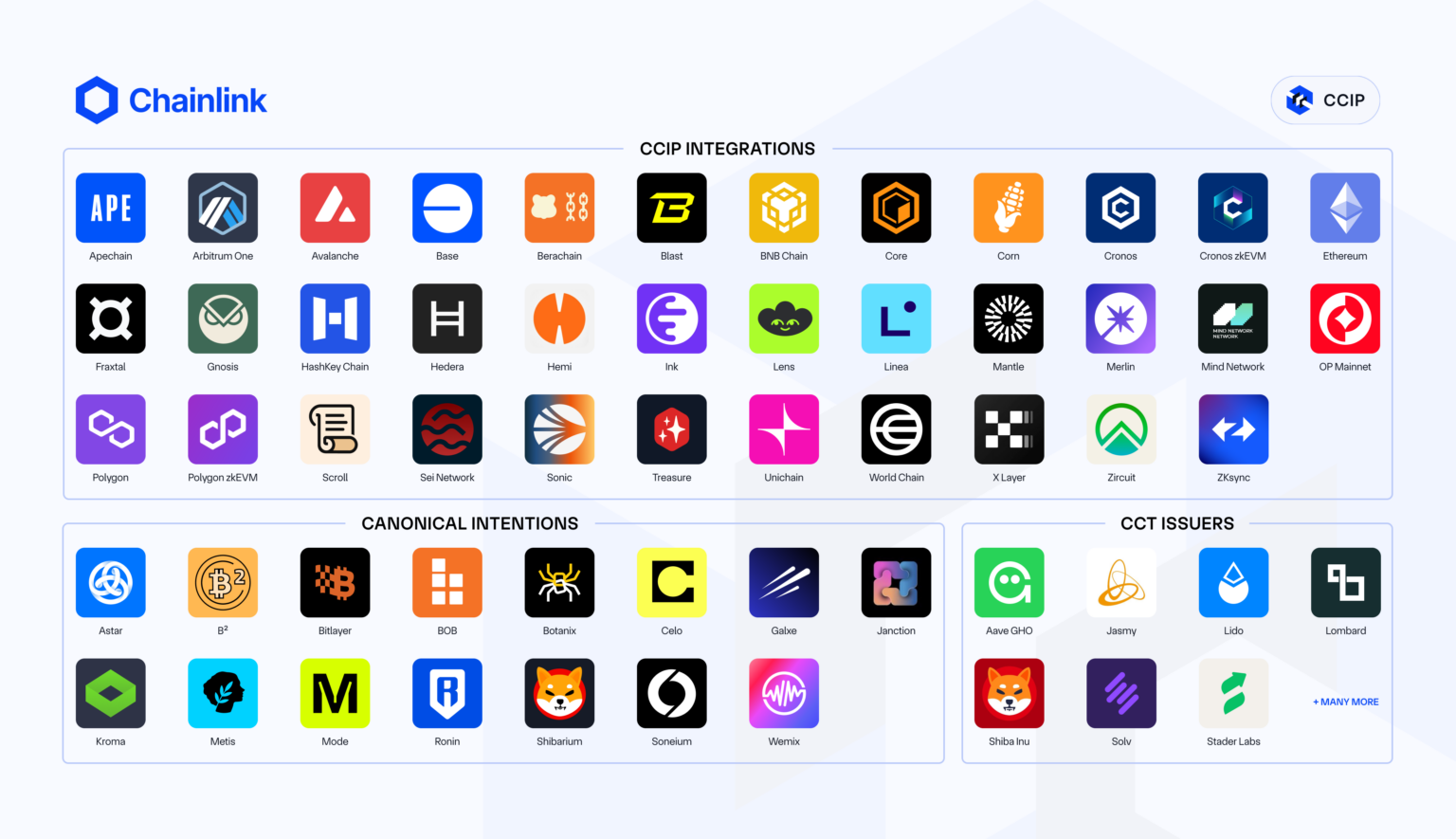 CCIPを採用するブロックチェーンネットワーク