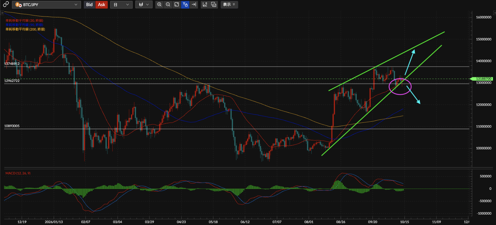BTC/JPY日足