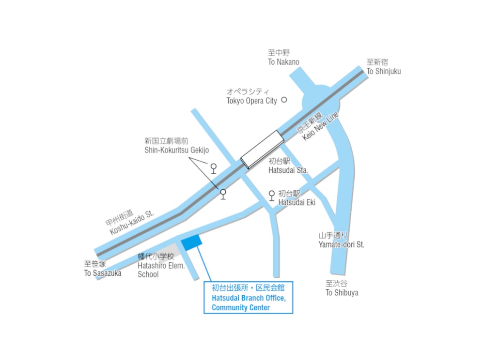 The map to Hatsudai Branch Office, Community Center