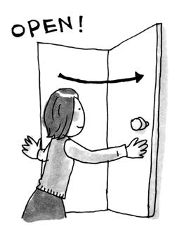 An illustration of opening a door