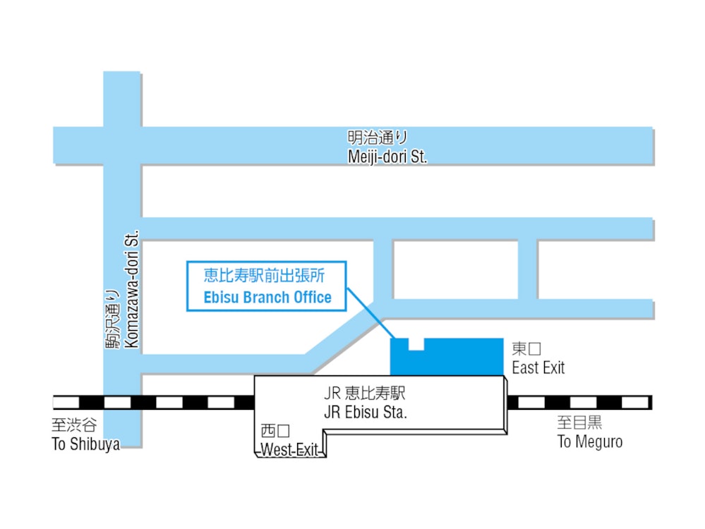 The map to Ebisu Branch Office