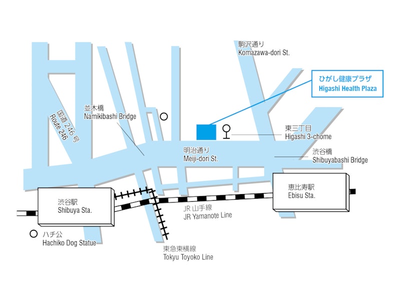 The map to Higashi Health Plaza Dental Clinic