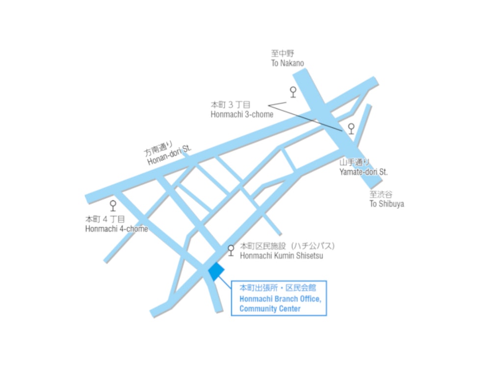 The map to Honmachi Branch Office, Community Center