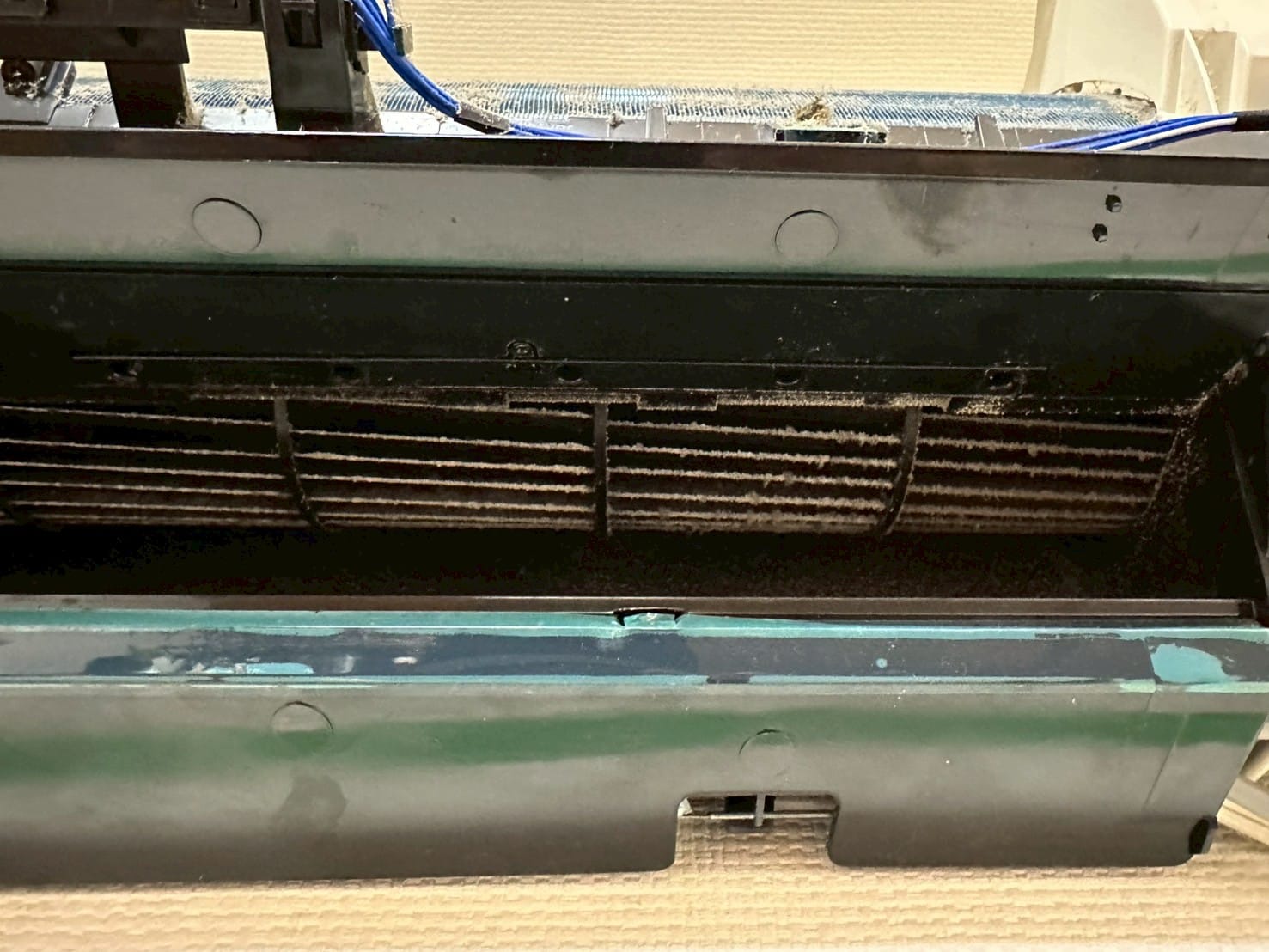清掃前のエアコン内部の様子