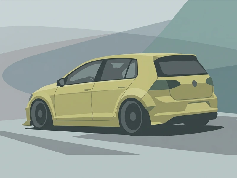 スポーティなコンパクトハッチバックのフラットイラスト