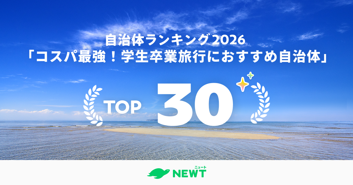 全国1,741自治体から選出！温泉もグルメも欲張れる。学生卒業旅行でコスパ最強の自治体 ベスト30