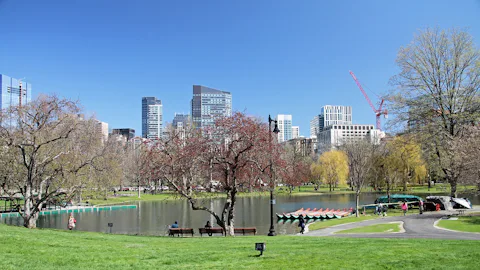 アメリカのボストン パブリック ガーデン