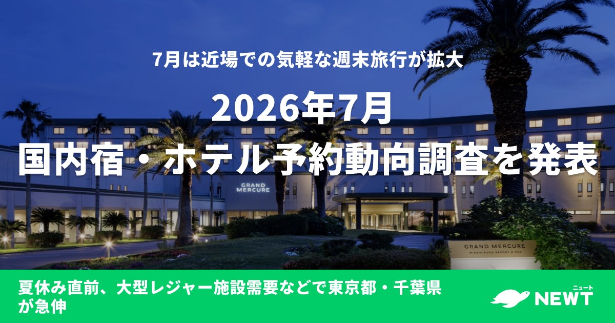 2026年7月 国内宿・ホテル予約動向調査を発表