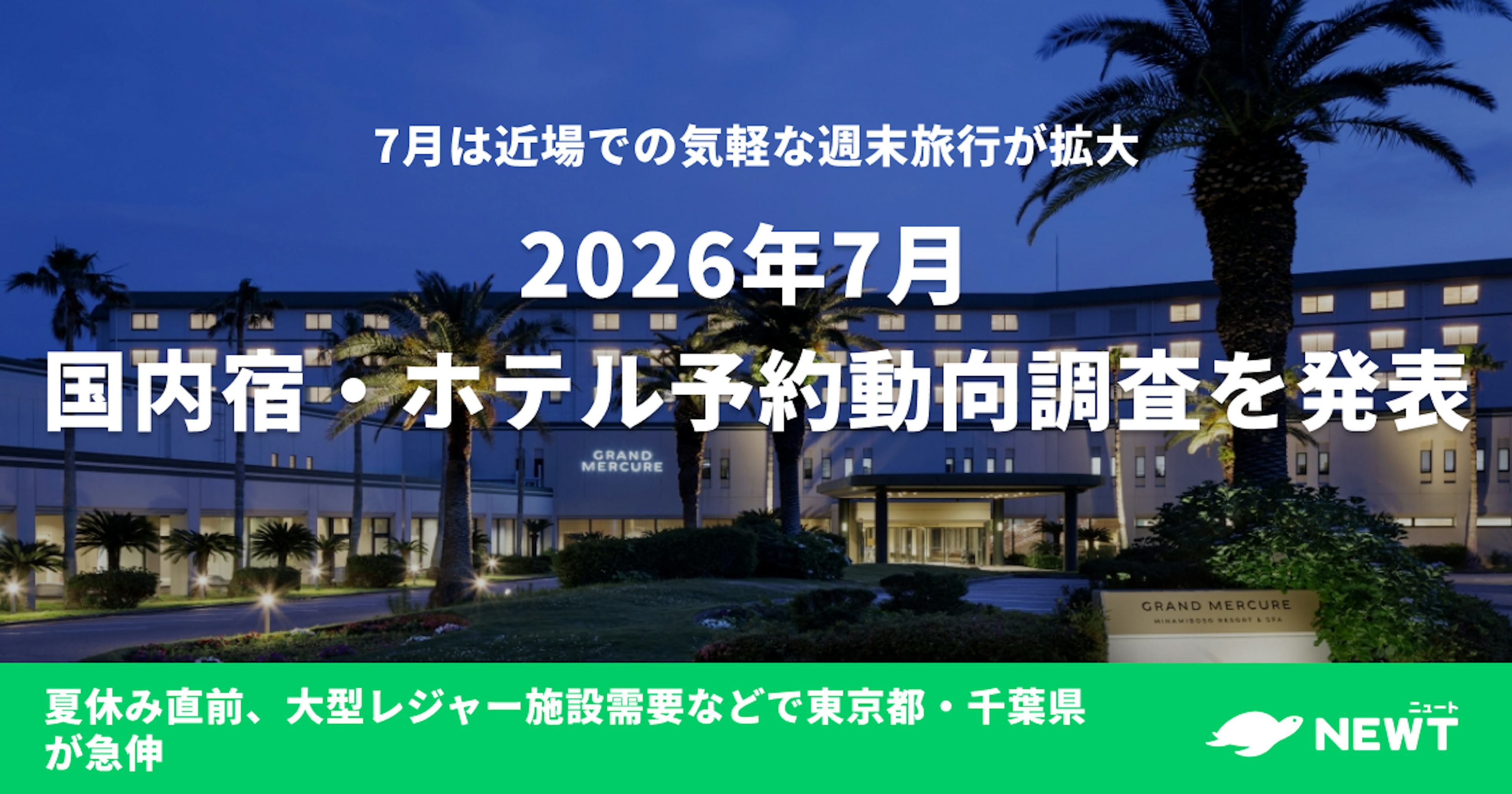 2026年7月 国内宿・ホテル予約動向調査を発表