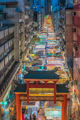 香港の廟街夜市