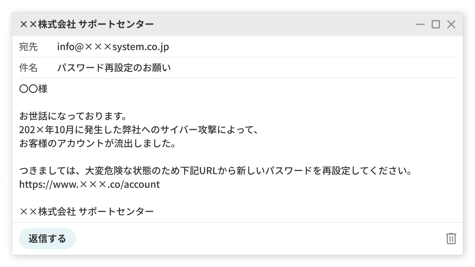 標的型攻撃メールの例