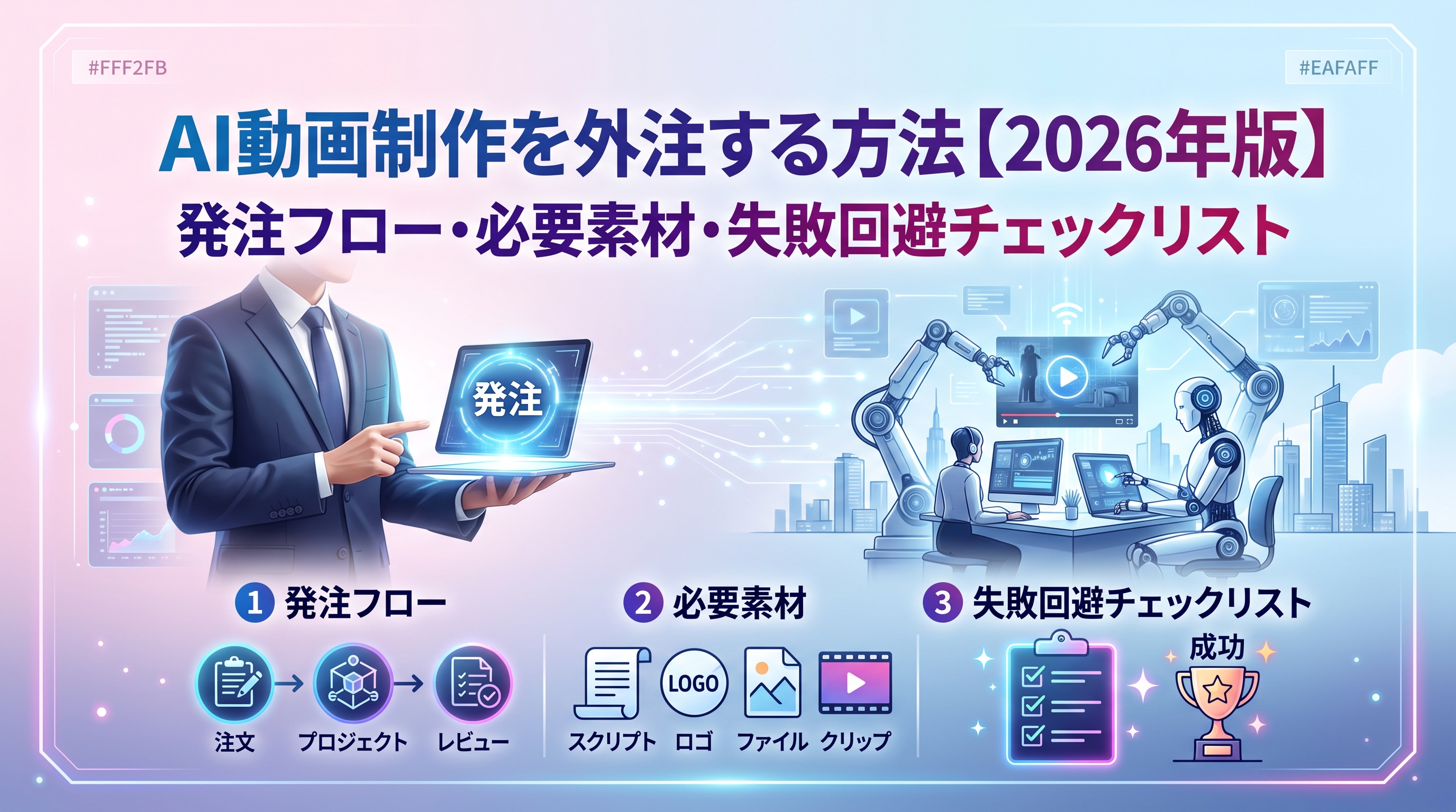 AI動画制作を外注する方法【2026年版】発注フロー・必要素材・失敗回避チェックリスト