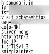 Cloudflareの/cdn-cgi/trace結果…な、成田!?