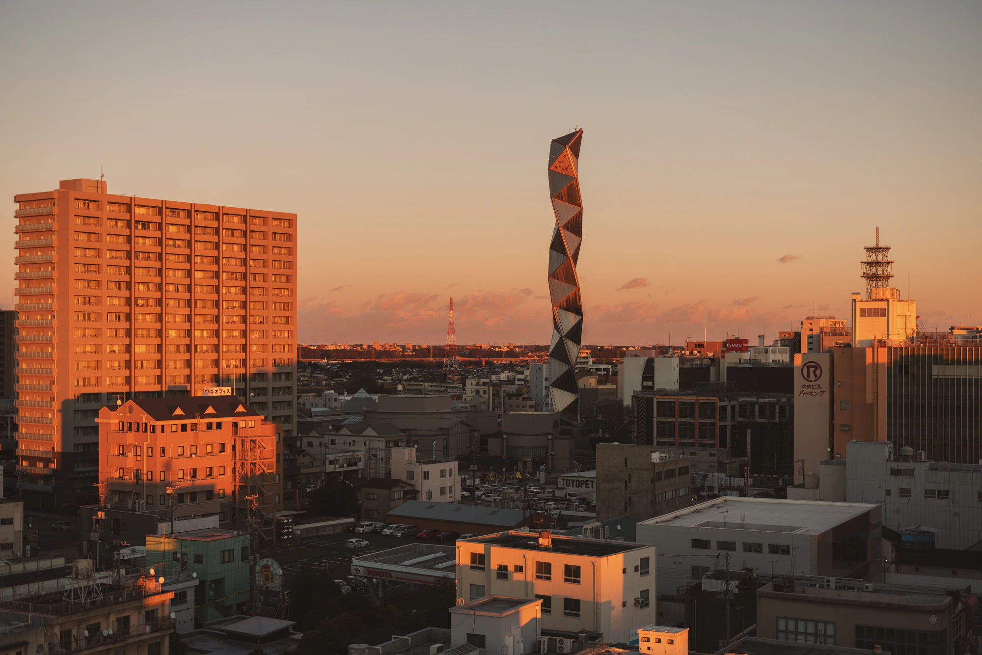 夕日を浴びる。