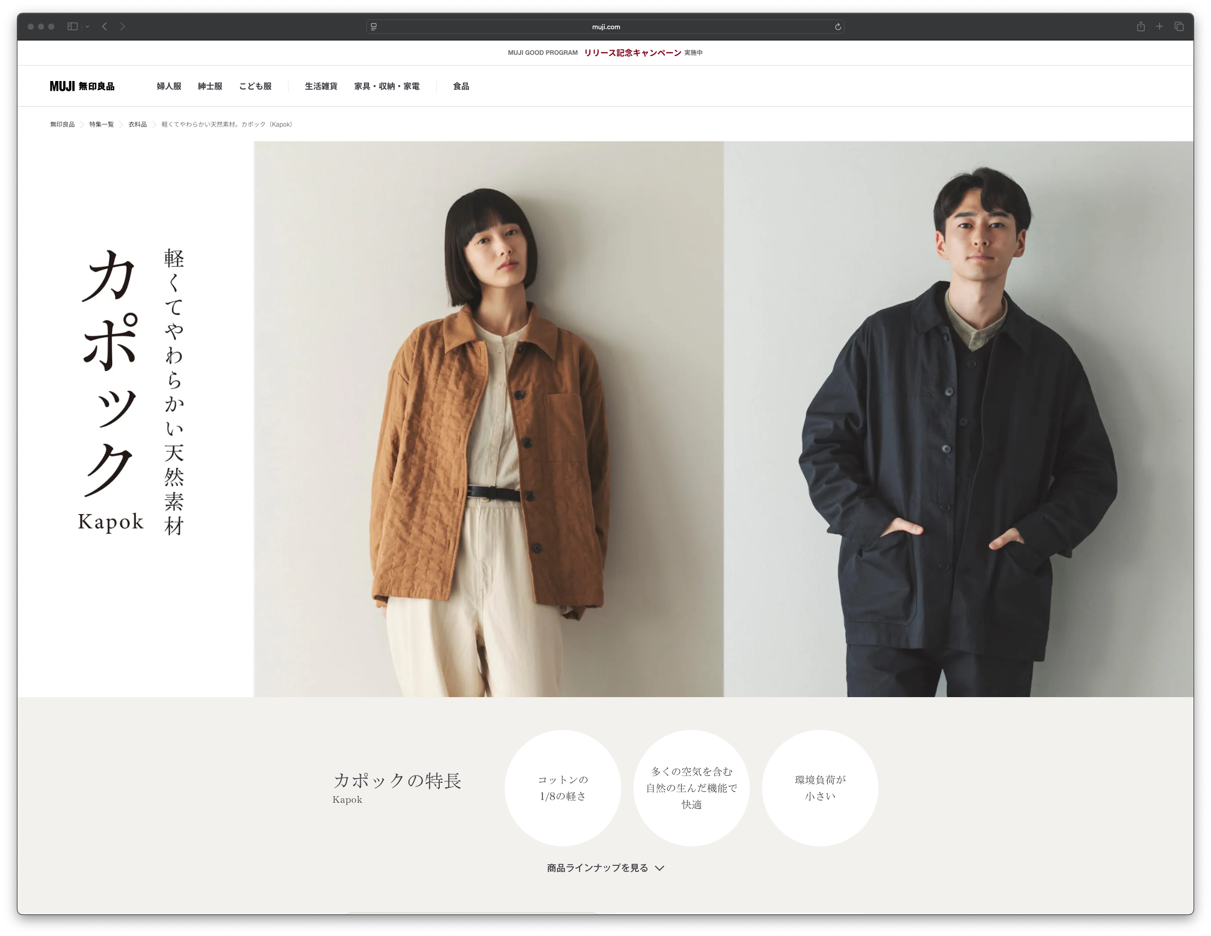 無印良品　カポック スチール