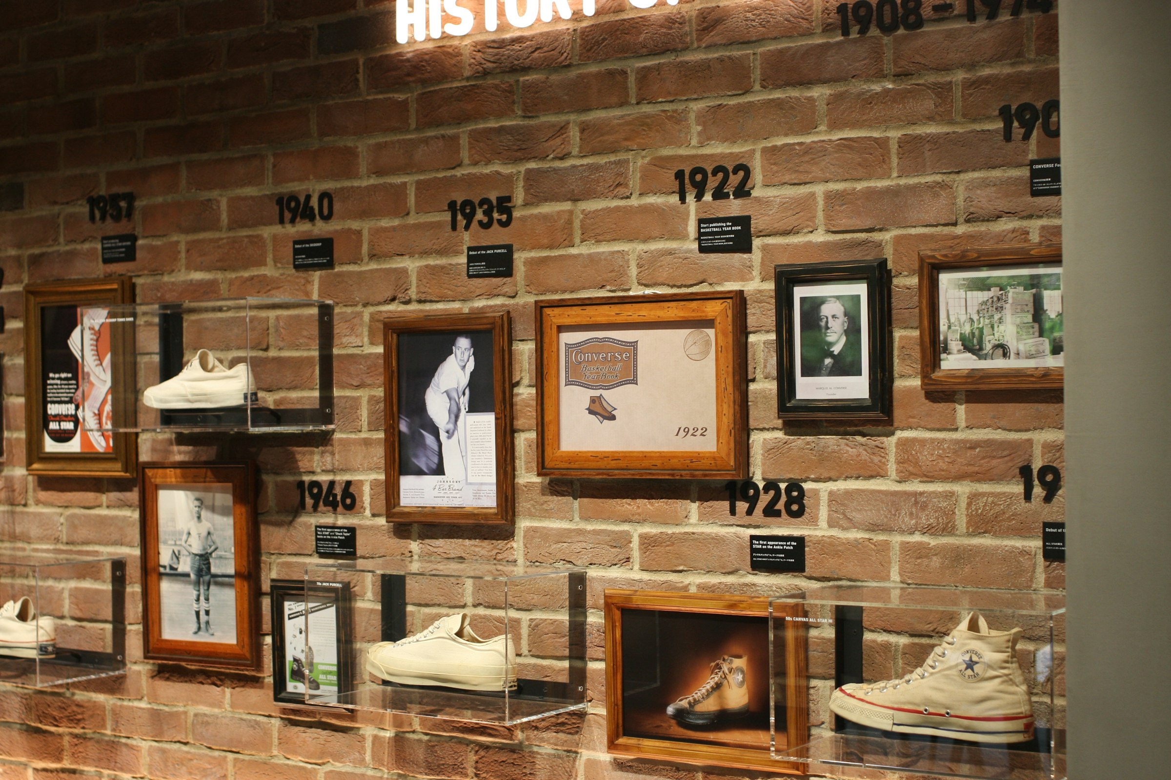 A section of the Converse Japan office displays its historical journey alongside valuable archives