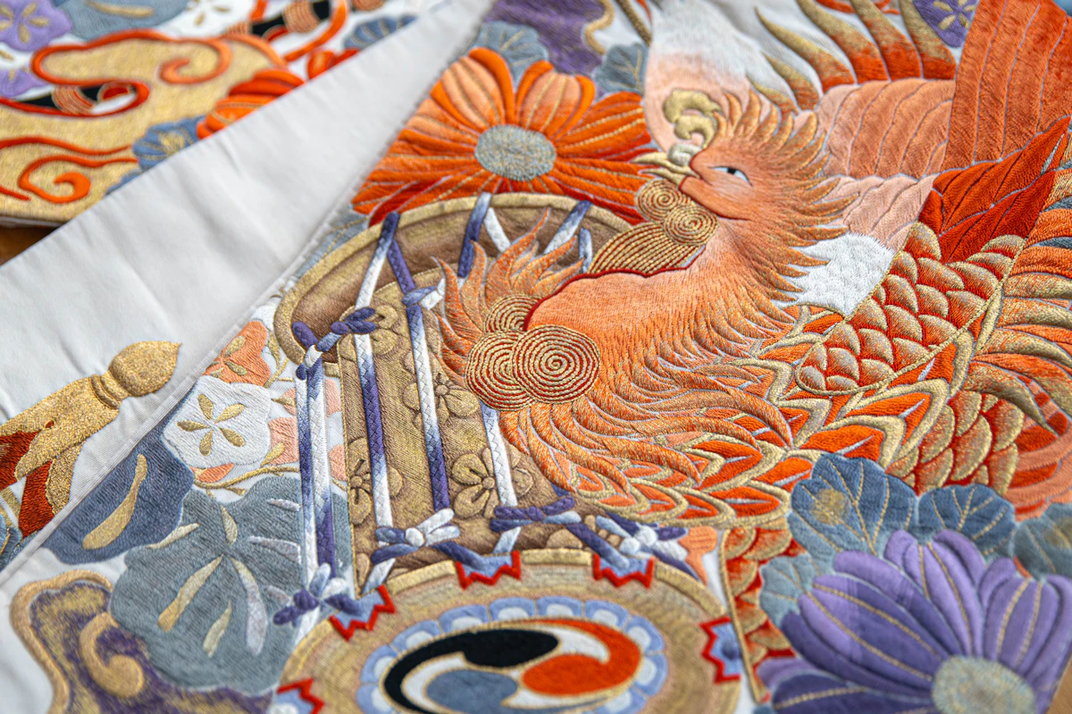 A Japanese Embroidered Obi Used in the Artwork