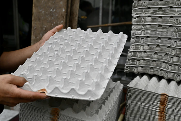 マヨネーズ工場で使われていた卵のトレー