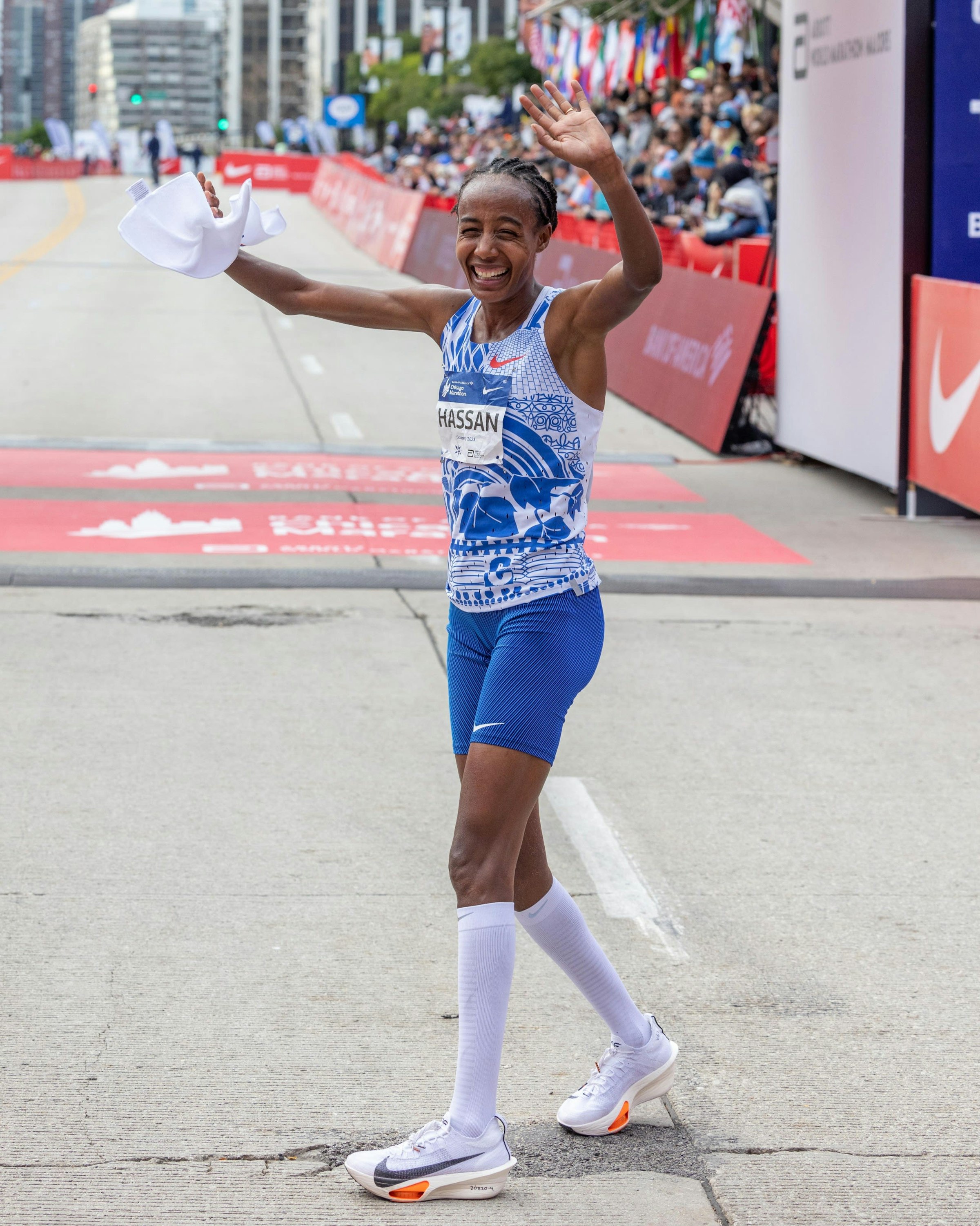 Hassan, who set the second-best time in women's marathon history at 2 hours, 13 minutes, and 44 seconds at the Chicago Marathon in October last year