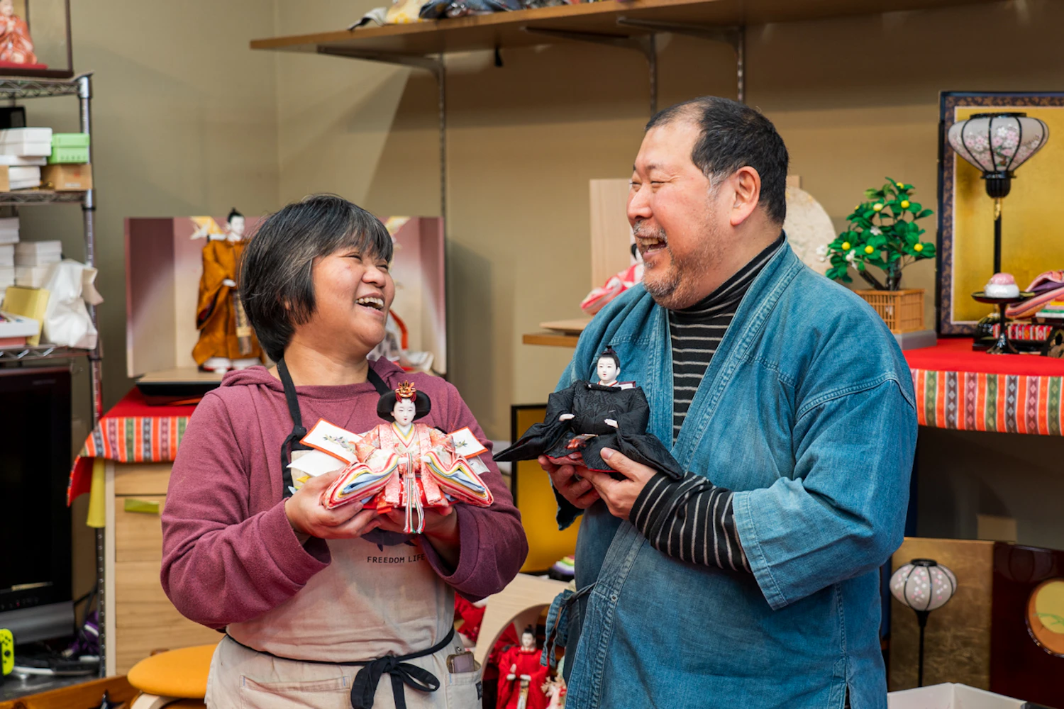 職人夫婦がオーダーで作る加藤人形店の雛人形、東西折衷の名古屋節句飾