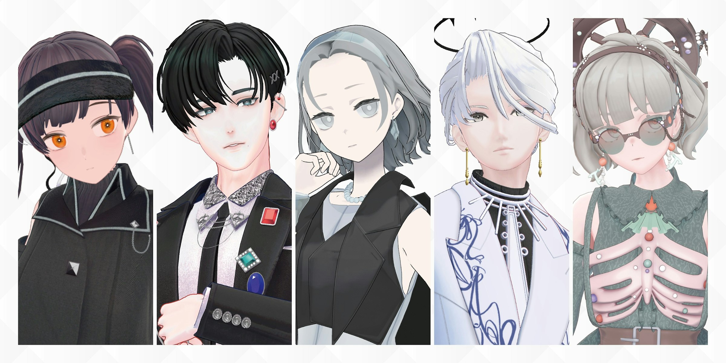First launch of original 3D avatars. From left, 'Sachika', 'Ageha', 'Furi', 'Ryusei', and 'Cocohime'