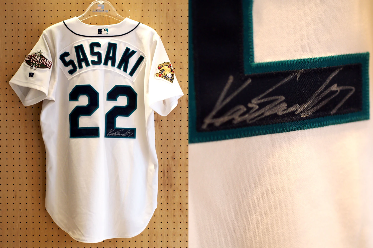 Autographed uniform from Kazuhiro Sasaki of the SEATTLE MARINERS