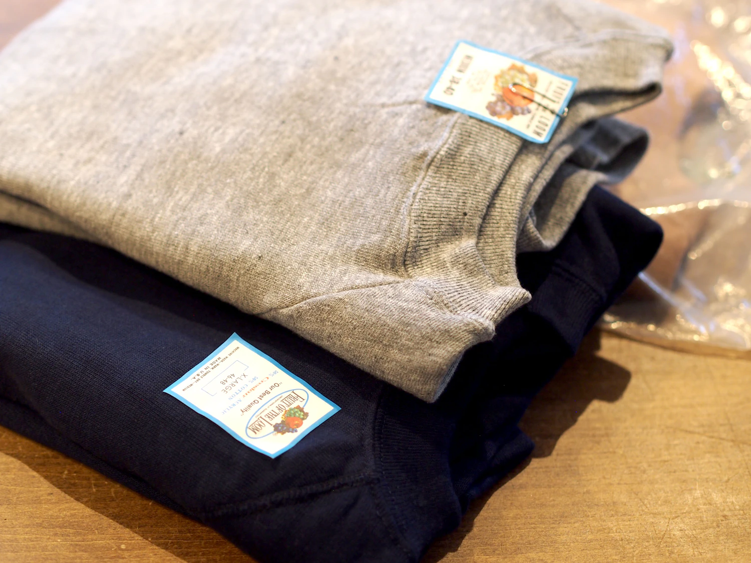1970s Deadstock Sweatshirts with original brand logo stickers still intact